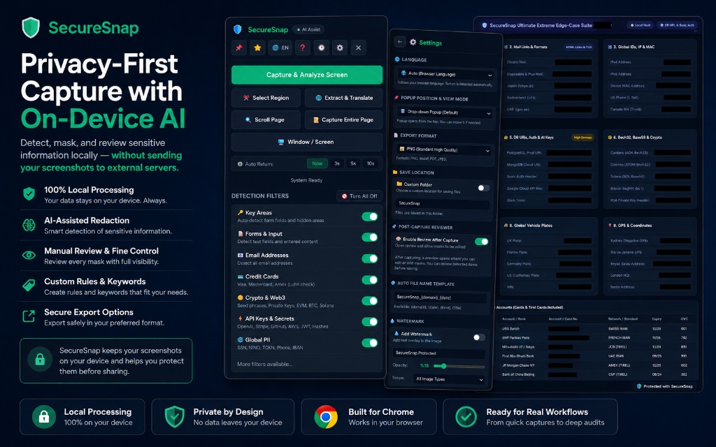 SecureSnap Chrome Extension Hero Mockup by Wumok